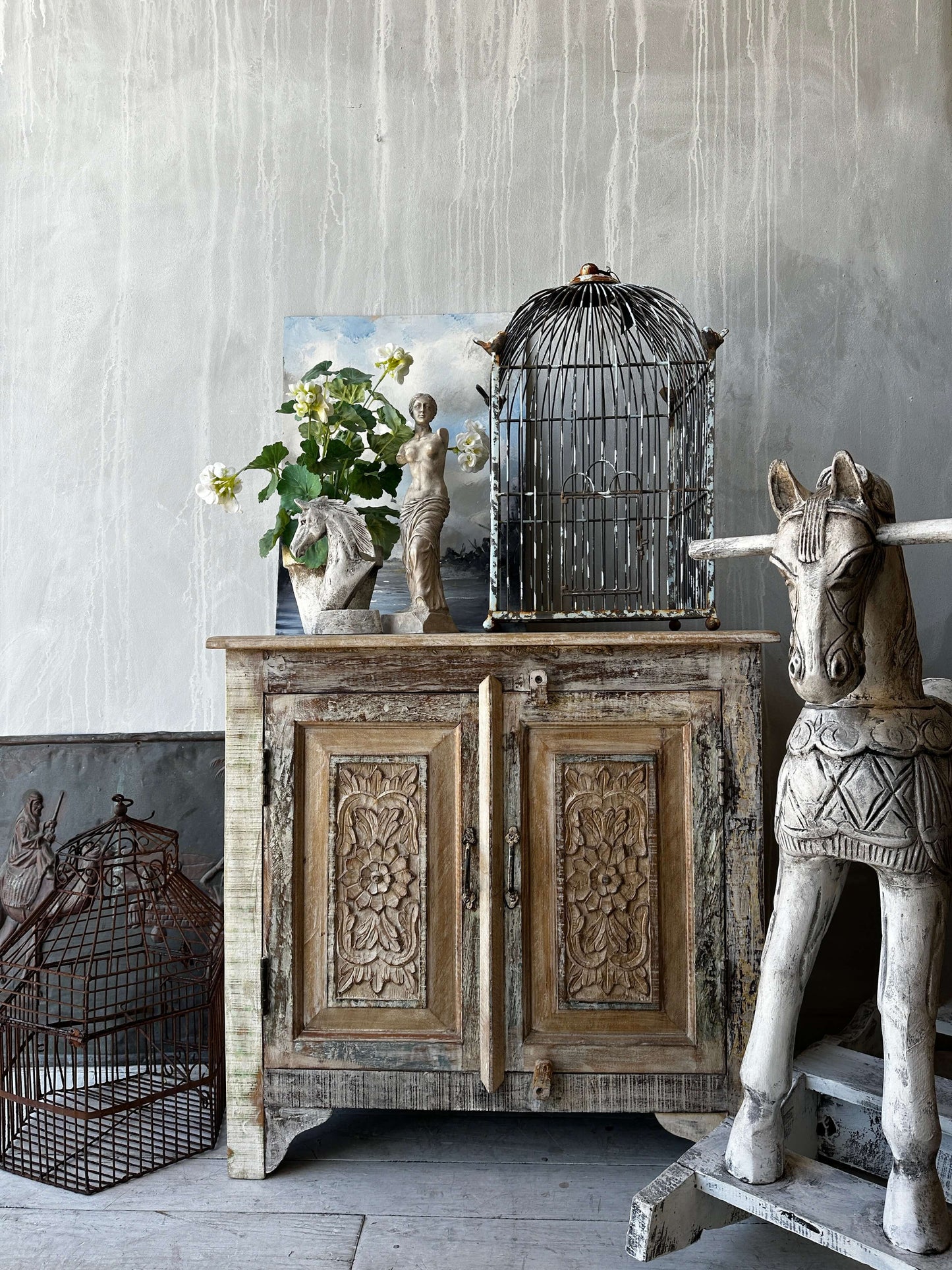 Brocante White Weathered Rocking Horse