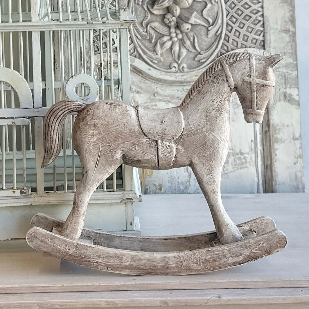 White Rustic Charm Rocking Horse