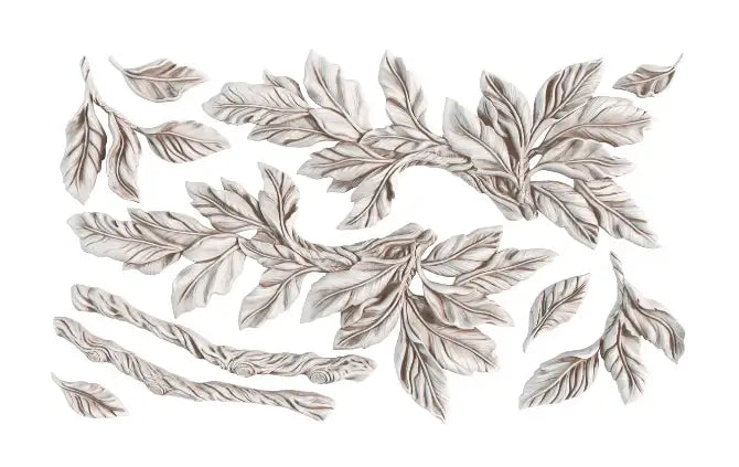 IOD Viridis Decor Mould featuring intricate leafy designs and branches for elegant decor styling.