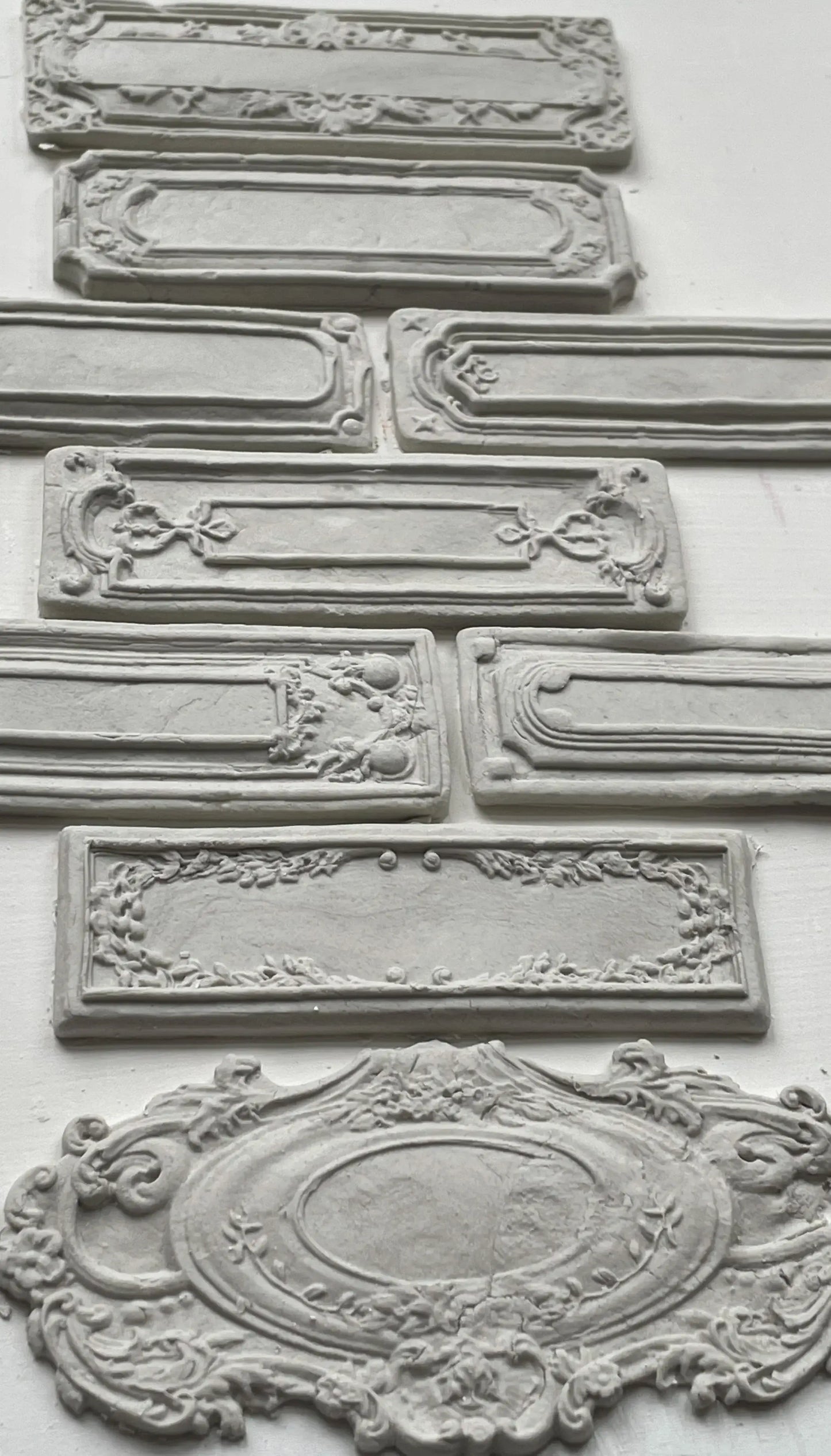 IOD Conservatory Labels Decor Mould - Vintage-style plaque blanks for nature-inspired crafts and baking.