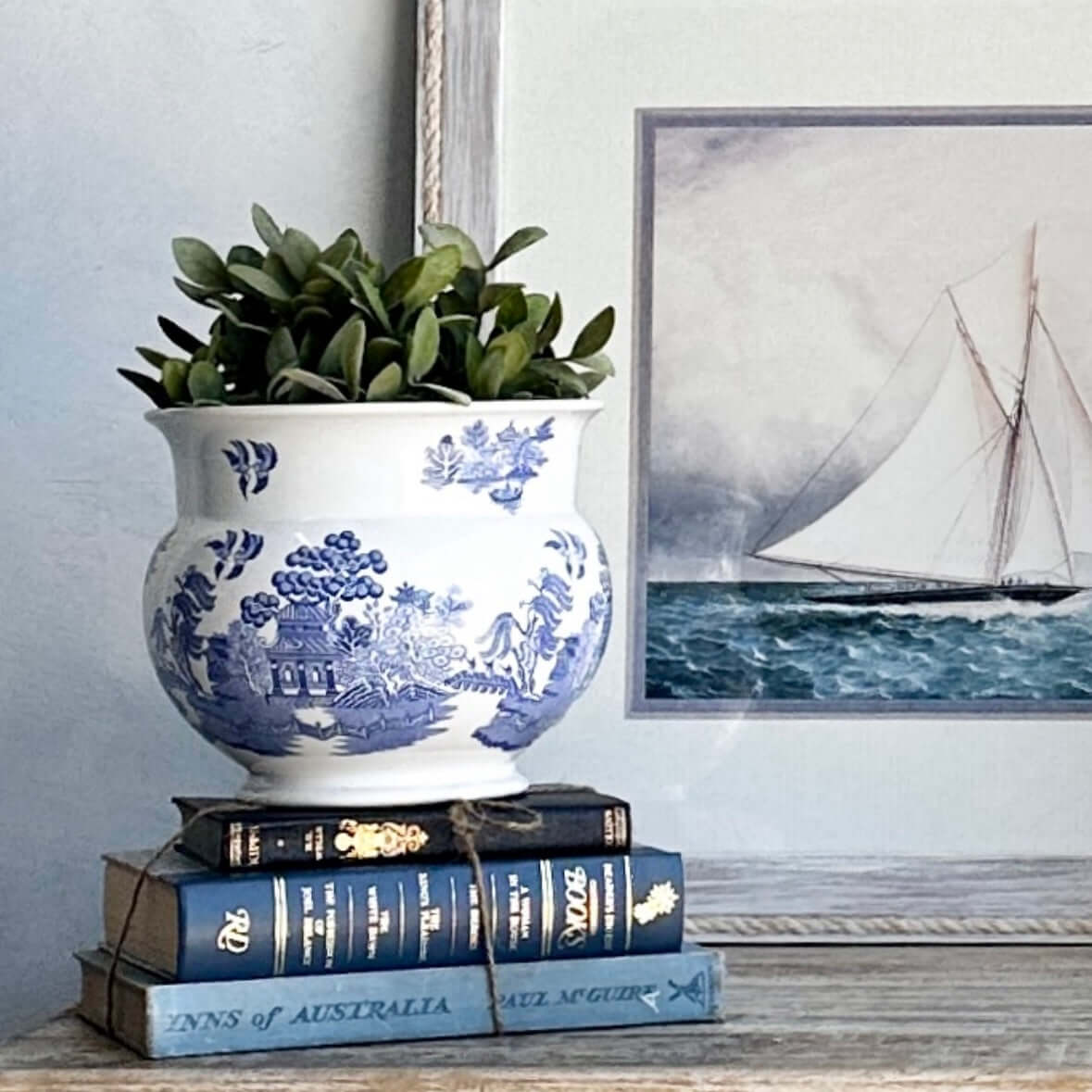 Ocean Whispers Vintage Book Stack