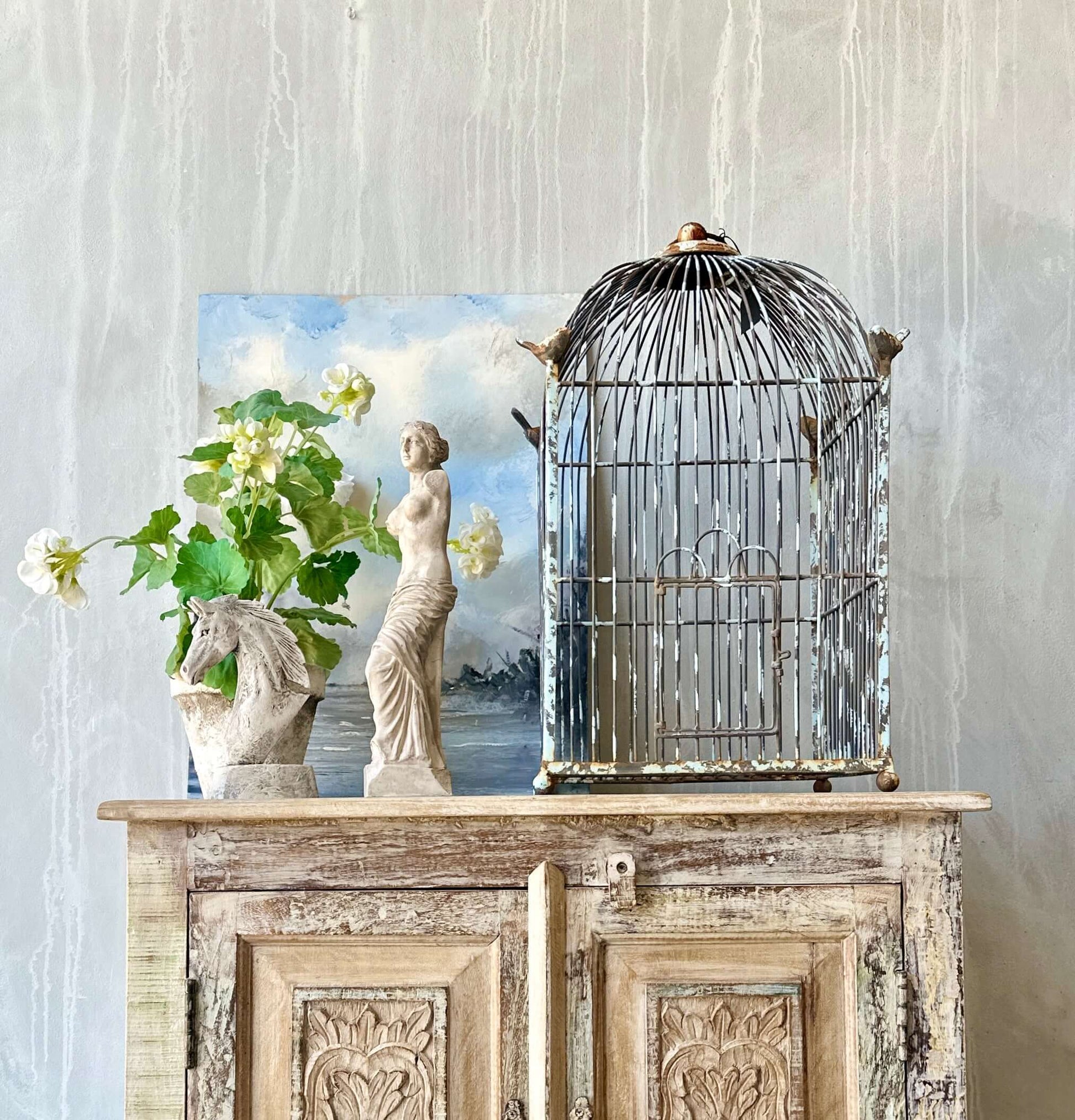 Rustic Aqua Blue Metal Bird Cage Mon Petit Palais Designs