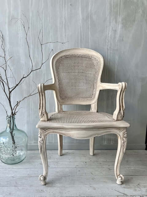French Provincial Rattan & Wood Chair