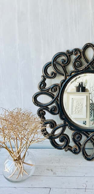 Black & Gold Scroll Mirror