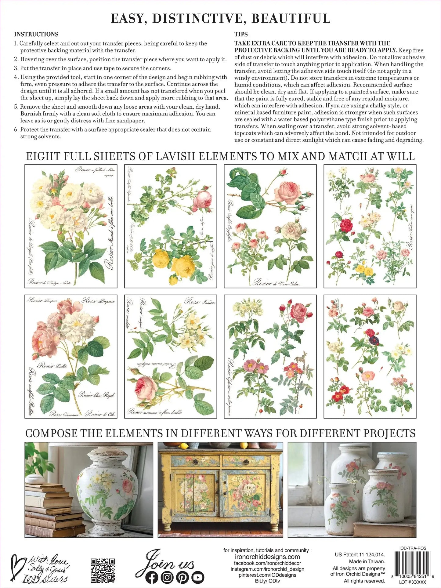 NEW - ROSE BOTANICAL IOD TRANSFER 12X16 PAD™