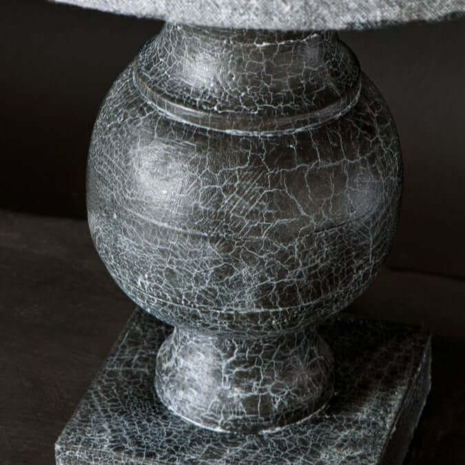 Lamp base painted with Craqueleur crackle varnish and Chalk Paint in Graphite