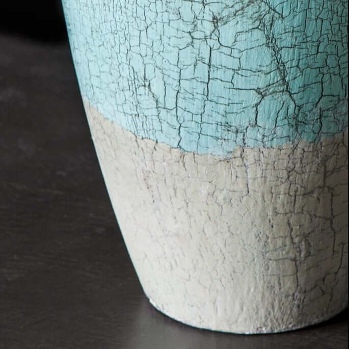 Lamp base painted with Craqueleur crackle varnish and Chalk Paint in Provence and French Linen