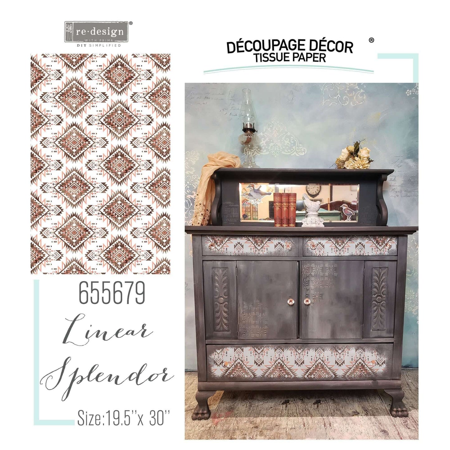 Linear Splendor - Redesign Decoupage Decor Tissue Paper -