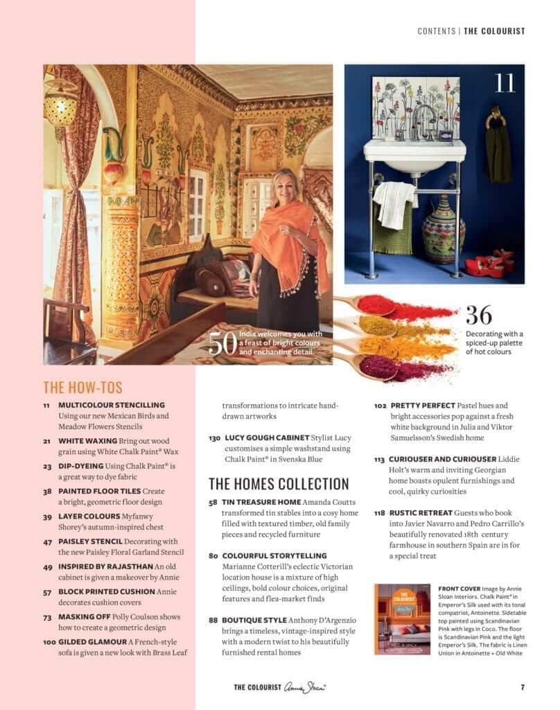 Annie Sloan - The Colourist Issue 5 showcasing creative projects and vibrant Chalk Paint® palettes.