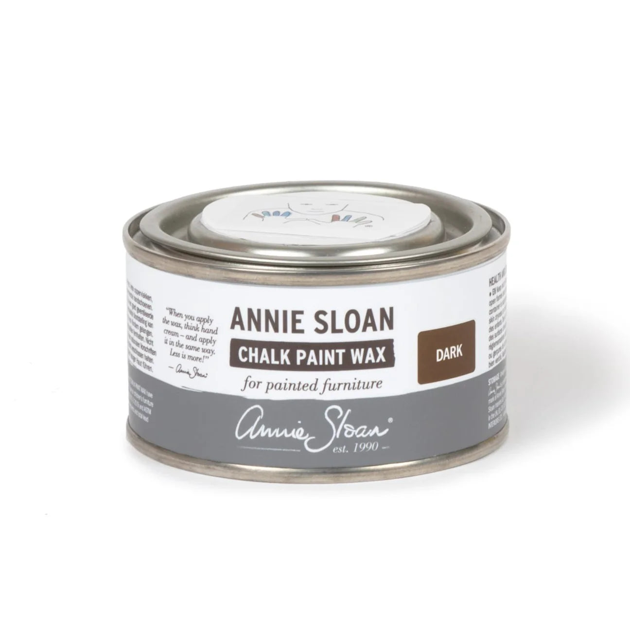 Annie Sloan Dark Chalk Paint Wax 120ml tin, ideal for creating depth and vintage finish on smaller painted furniture and decor projects,