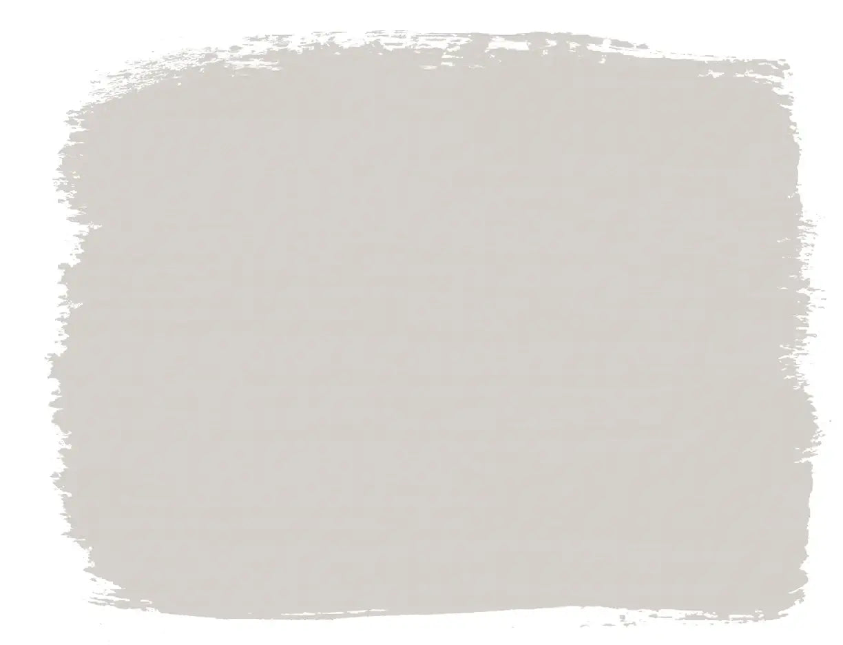 Paint swatch of Annie Sloan Chalk Paint in Rococo White, showing its soft, neutral white tone with a delicate pinkish warmth.