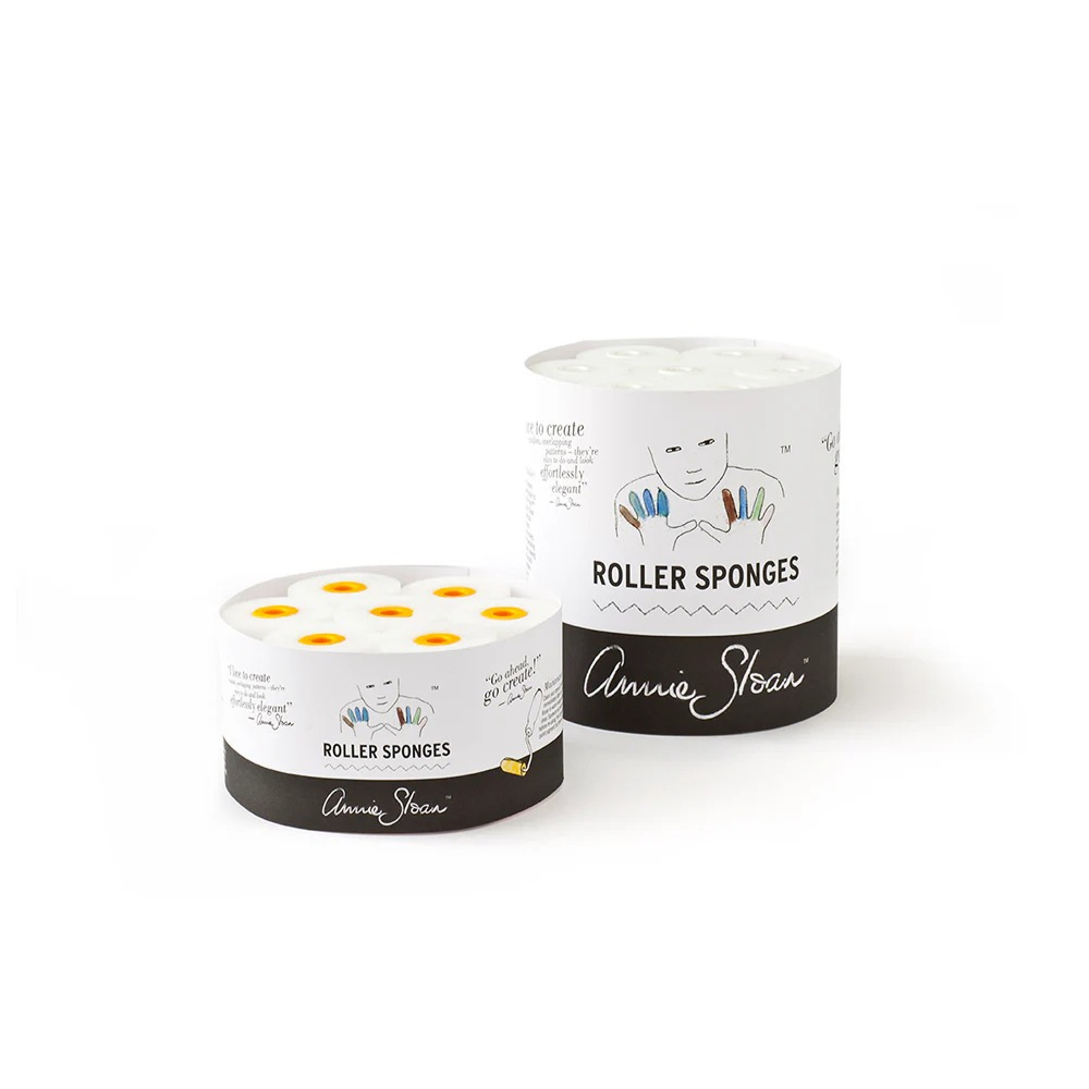 Tow Annie Sloan roller sponge refill packs in different sizes, designed for smooth and consistent Chalk Paint application