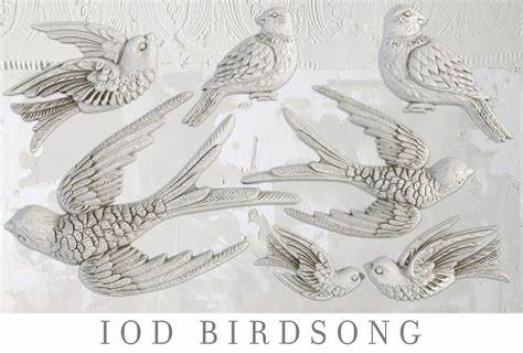 IOD Birdsong Decor Mould featuring intricate bird designs for DIY crafts and baking projects.