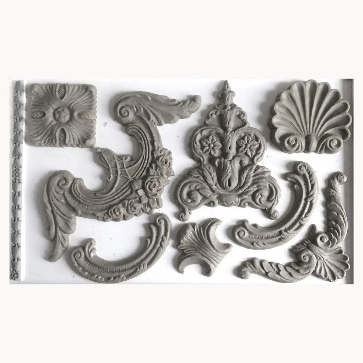 IOD Classic Elements Decor Mould featuring intricate architectural details and ornate flourishes for DIY crafts.