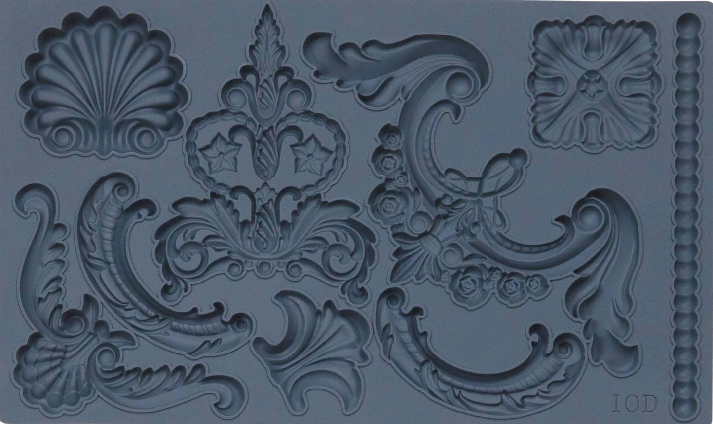 IOD Classic Elements Decor Mould – intricate designs for DIY crafts and baking, showcasing ornate flourishes and scrollwork.