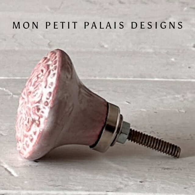 French Provincial-Style Ceramic Knob in Dusky Pink