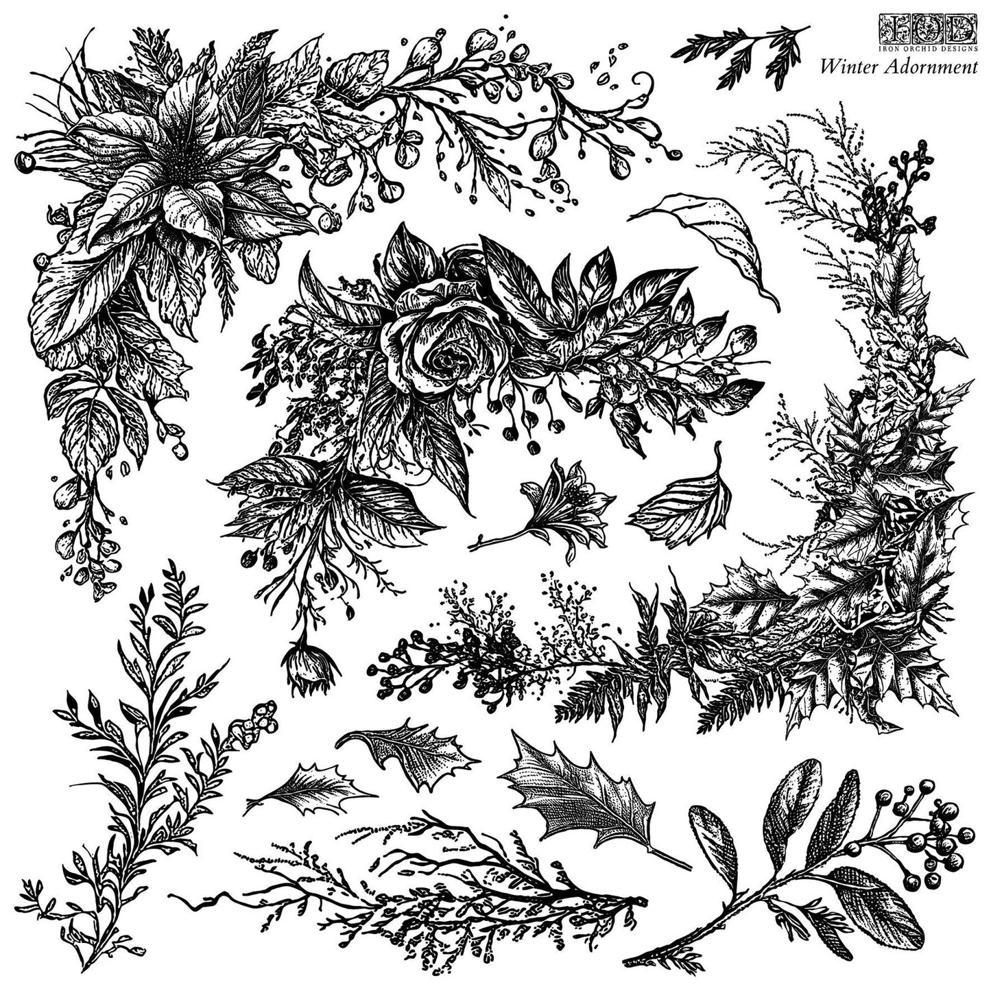 WINTER ADORNMENT 12 X 12 IOD DECOR STAMP™