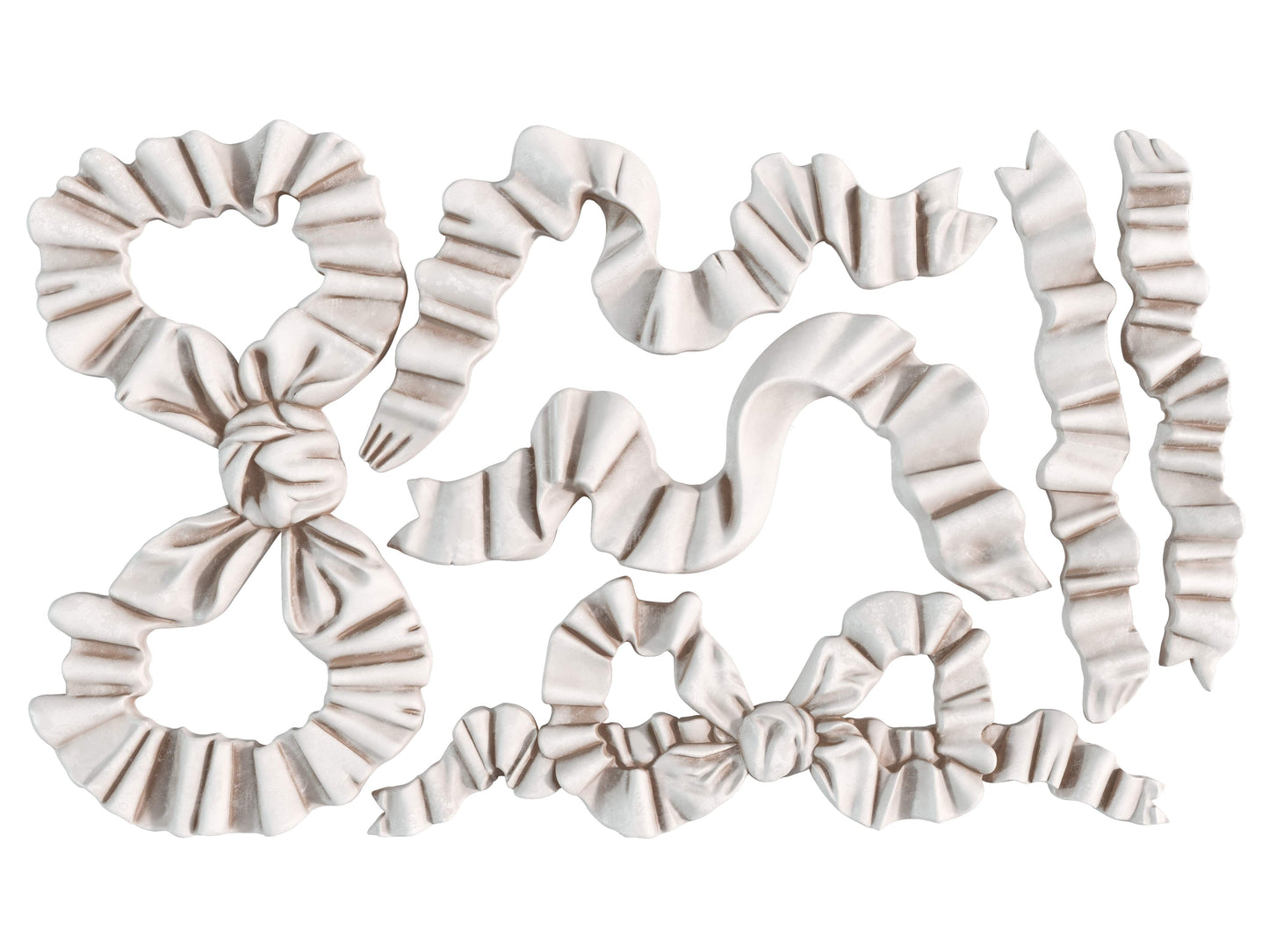 Detail of IOD Bows Decor Mould showing elegant ribbon designs ideal for DIY crafts and furniture projects.