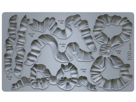 IOD Bows Decor Mould showcasing intricate ribbon designs for DIY crafts and baking.