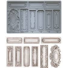 IOD Conservatory Labels Decor Mould featuring vintage-style label blanks for crafting and baking.
