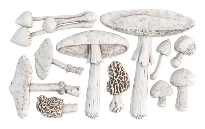 IOD Toadstool Decor Mould showcasing 11 intricately designed mushrooms for creative projects.