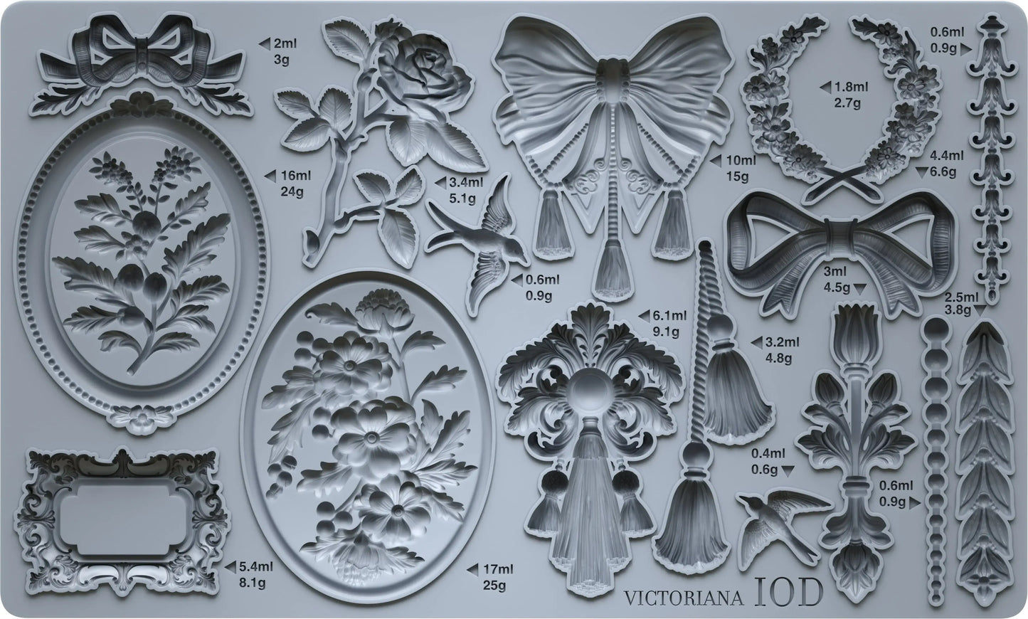 IOD Victoriana Decor Mould features intricate Victorian motifs for creative projects, perfect for crafting and decorating.