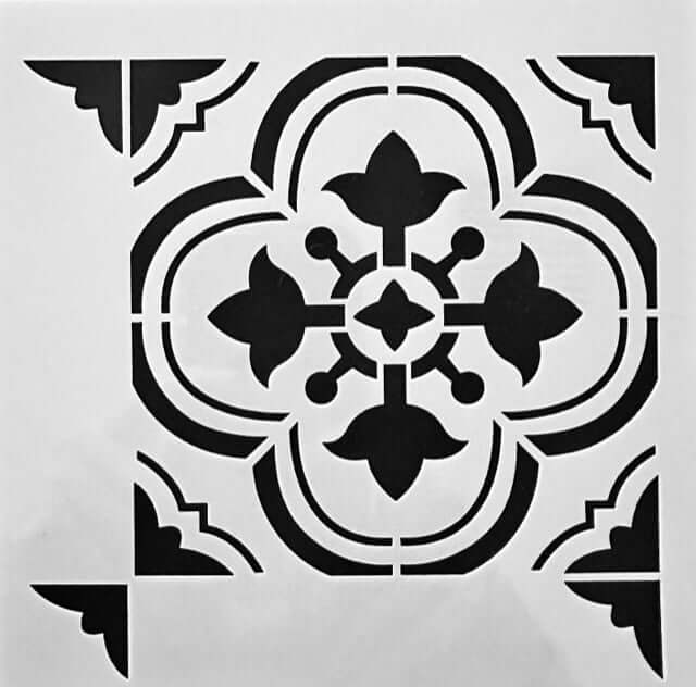 A black and white image of a Berber Moroccan style stencil pattern.