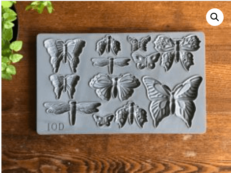 IOD Monarch Decor Mould featuring detailed butterfly and dragonfly designs on a silicone mold.
