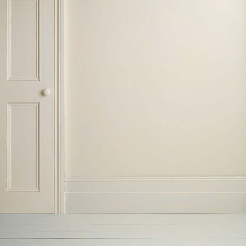 Original - Annie Sloan Satin Paint used on a door and wall, showcasing a warm creamy white color.