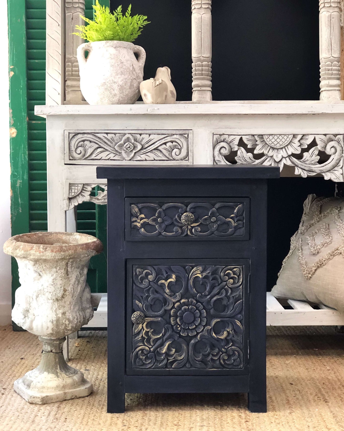 Midnight Carved Bedsides