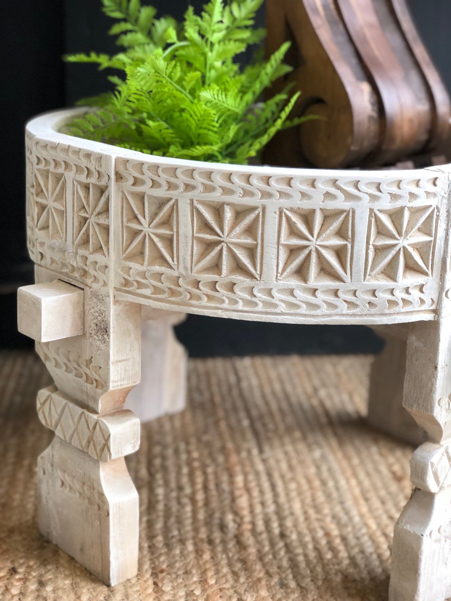 Hand Carved Grinder Table