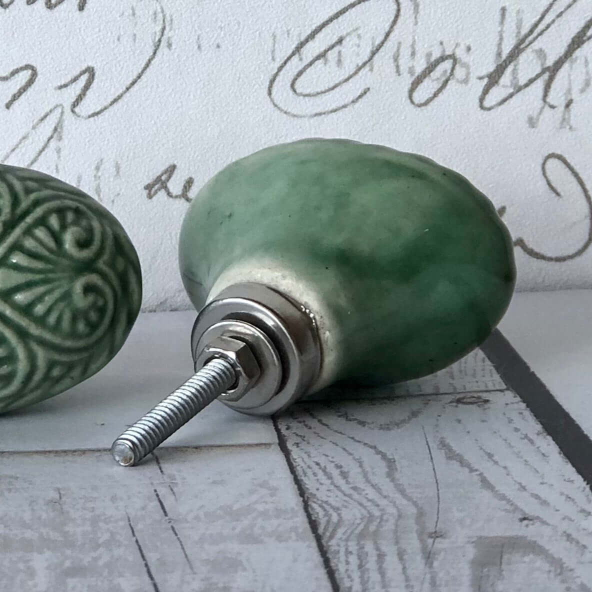 Nouveau Sage Oval Ceramic Knob
