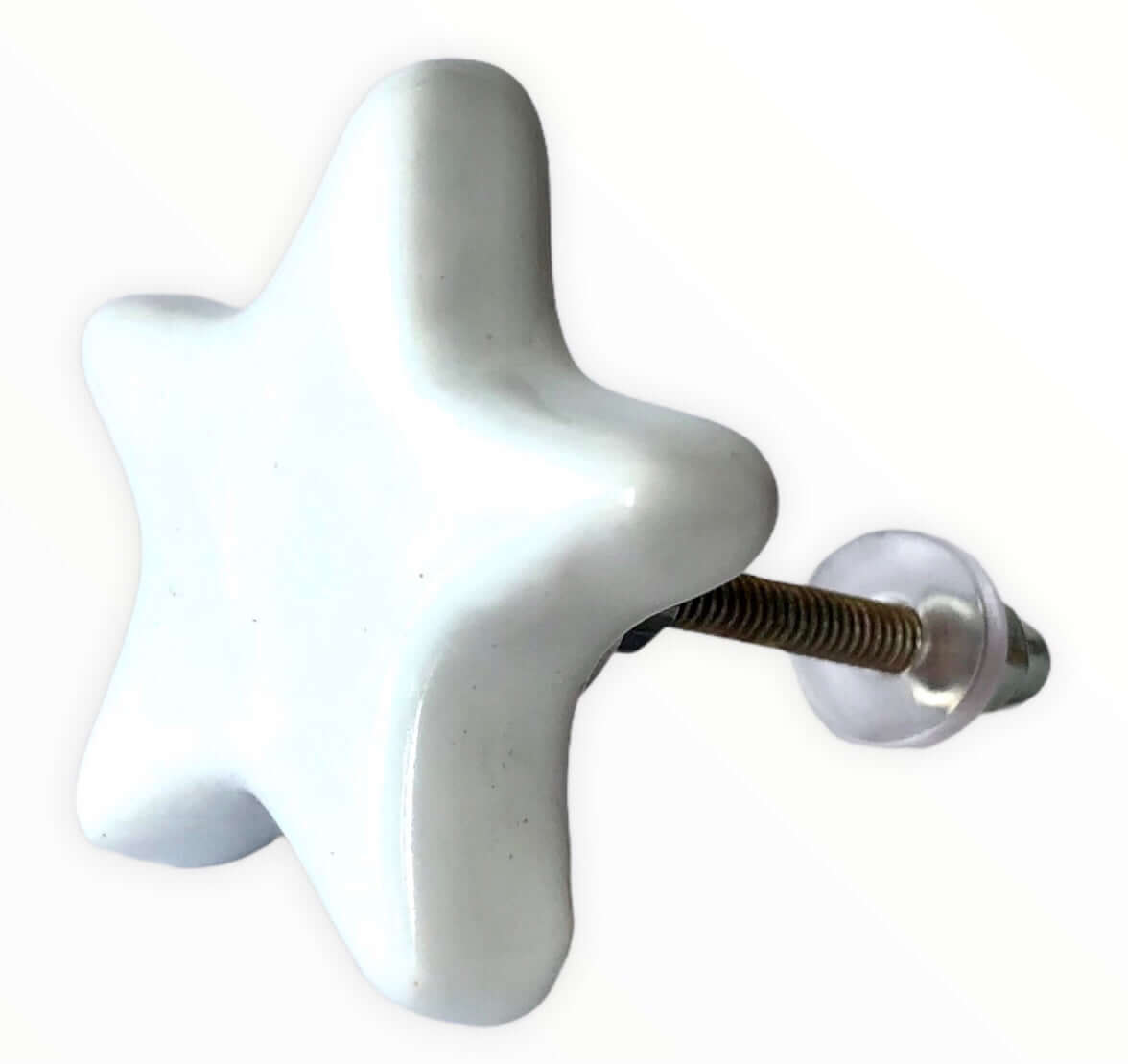 Close up of White Ceramic Star Door Knob