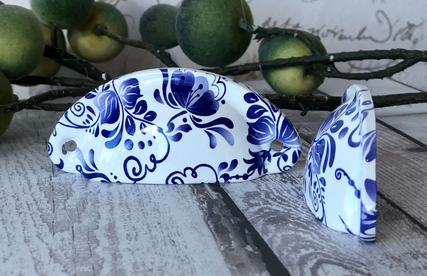 Hamptons Blue and White Cup Handles