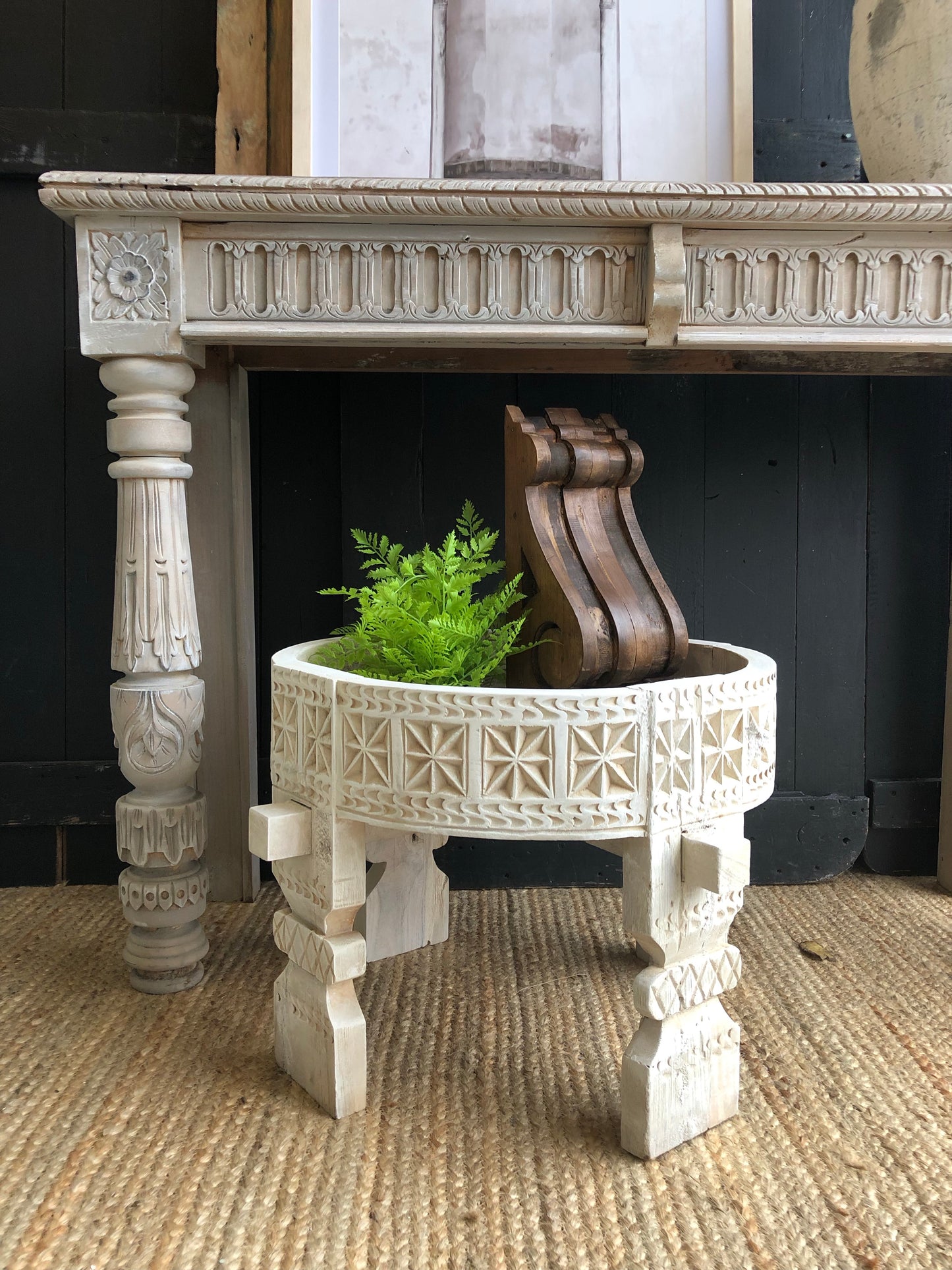 Hand Carved Grinder Table