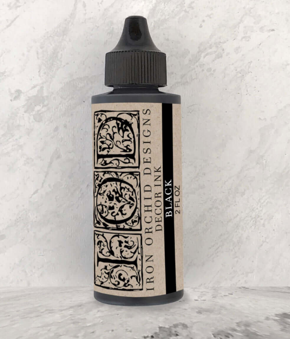 Refillable IOD Black Decor Ink for stamping on fabric, furniture and craft projects