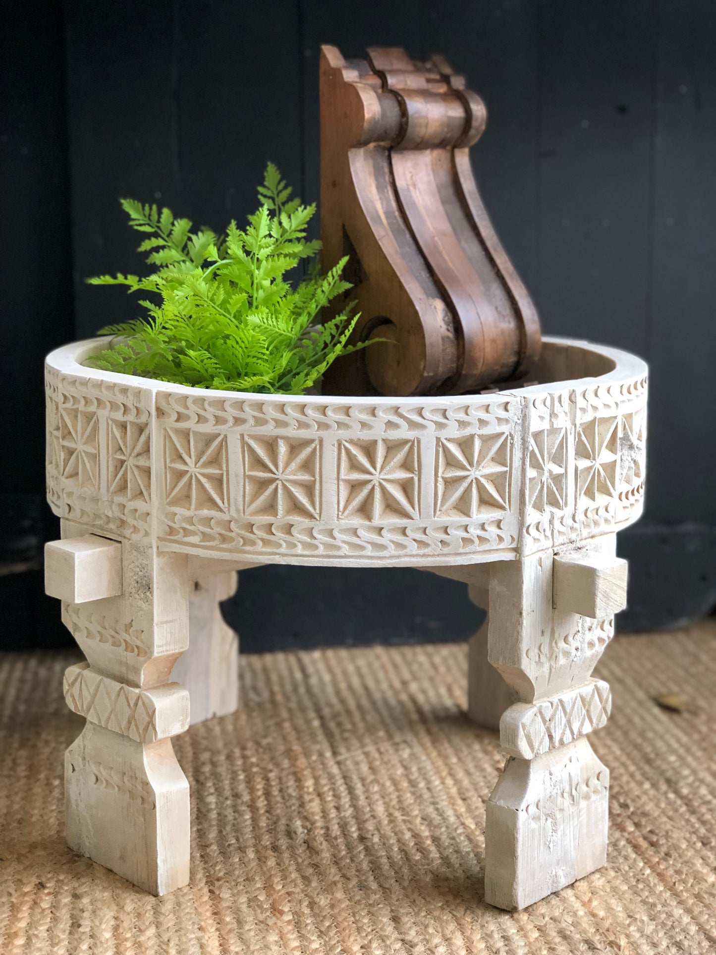 Hand Carved Grinder Table