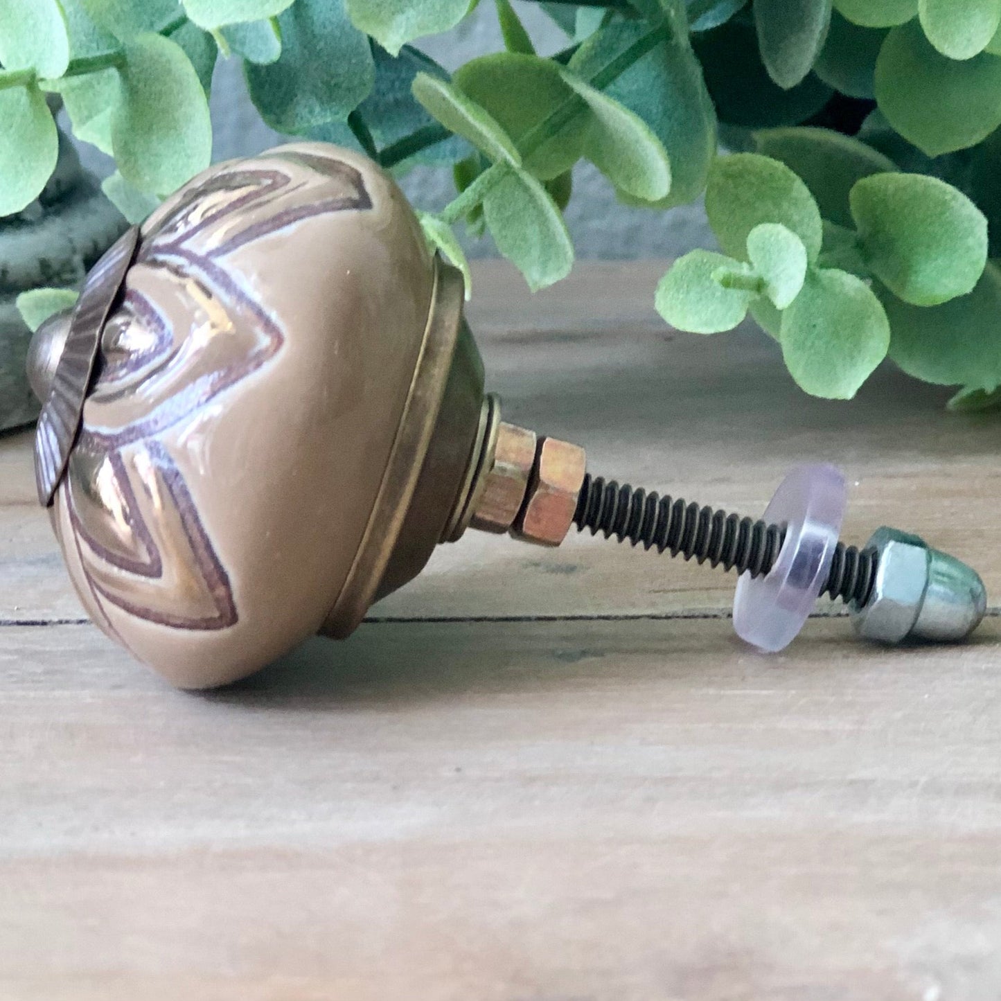 Coffee & Gold Ceramic Knob