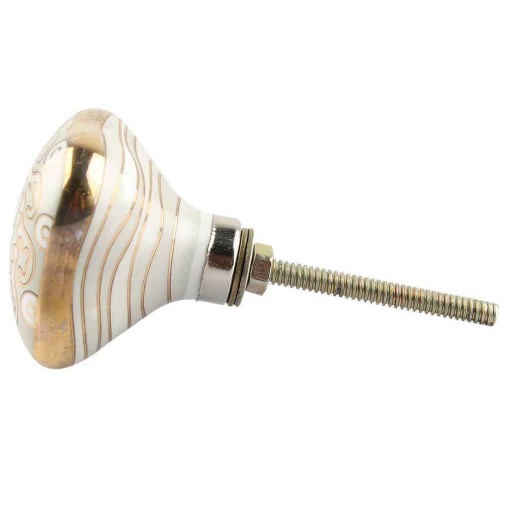 Jessie light grey and gold Ceramic Knob