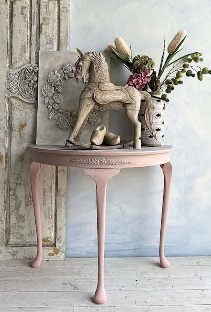 Blossom Demi Lune Table – Scandinavian Pink with Coco Wash