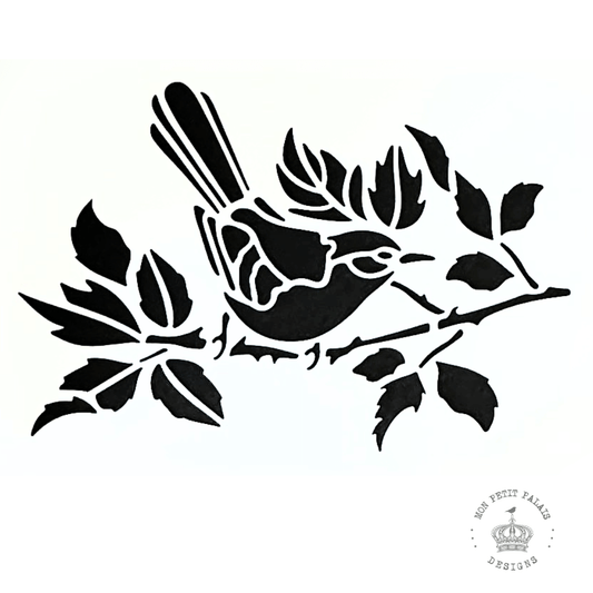 Songbird on a Branch Stencil