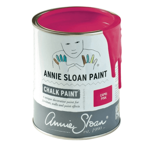 Annie Sloan Chalk Paint can with pink lid on a white background