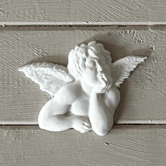 Angel 001 - Cherub Applique for Furniture & Craft Projects, detailed cherub design in paintable resin.
