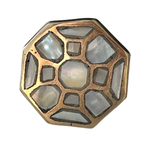 Brass Hexogen Mother of Pearl Knob