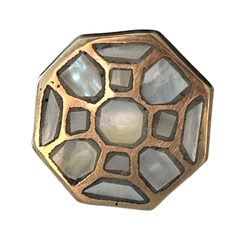 Brass Hexogen Mother of Pearl Knob