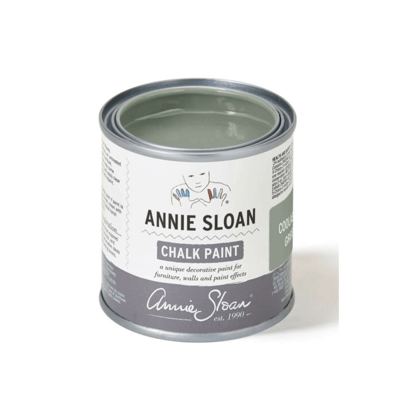 Coolabah Green Annie Sloan Chalk Paint® tin showcasing its muted blue-green color for home decor.