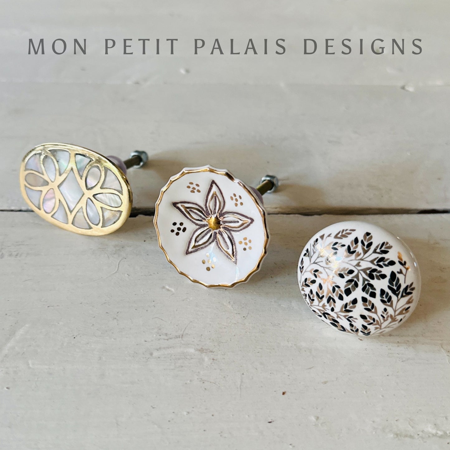 Golden Dainty Leaf Ceramic Knob