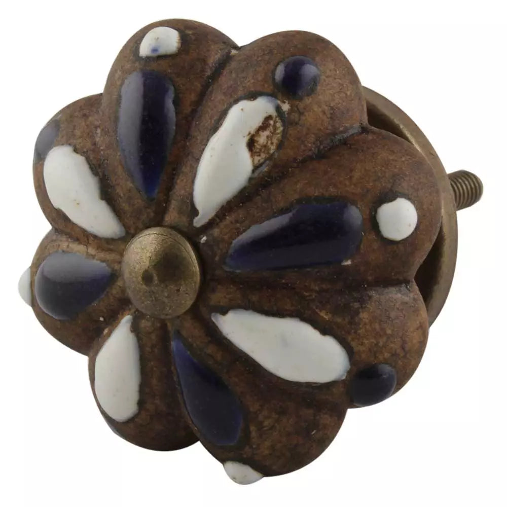 Rusty Flower Ceramic Knob