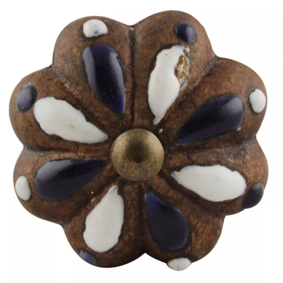 Rusty Flower Ceramic Knob