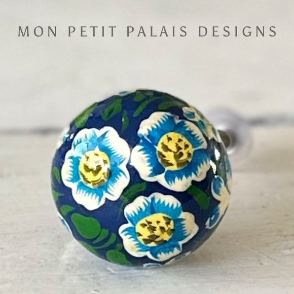 Water Lily Blue Boho Flower Knob